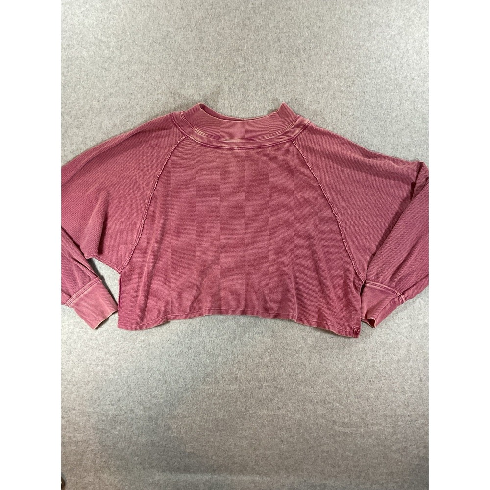 Intimately Free People Knit Washed Rose Cropped Henley Thermal Top Small #449